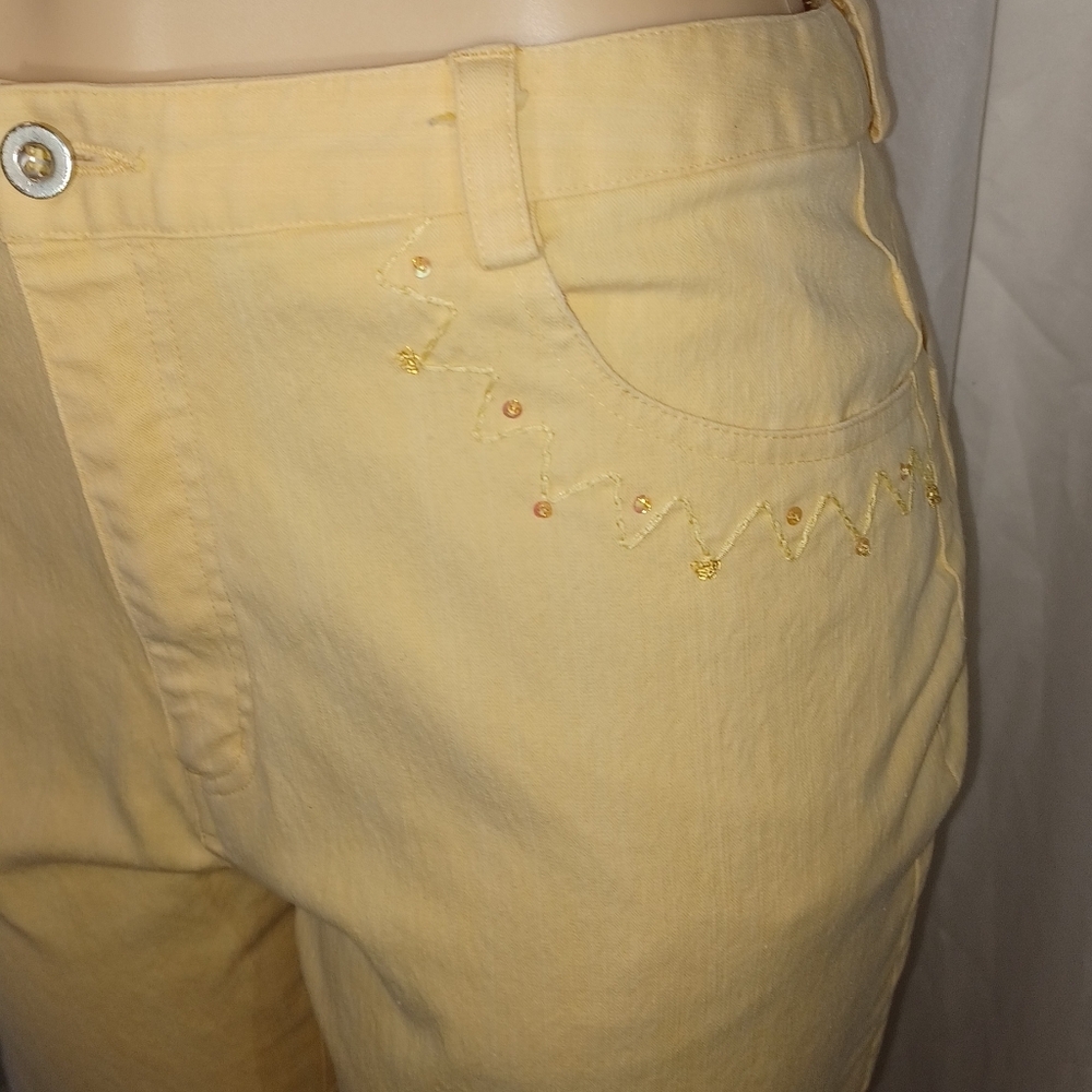 PATCHINGTON SIZE 10 Yellow Embroidered Flare Pants - Picture 6 of 12
